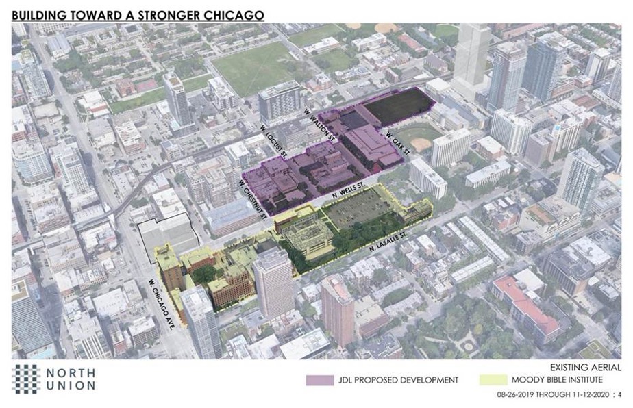 Moody sold 10 acres of real estate mostly located west of Wells Street, across from Moody’s main campus. 